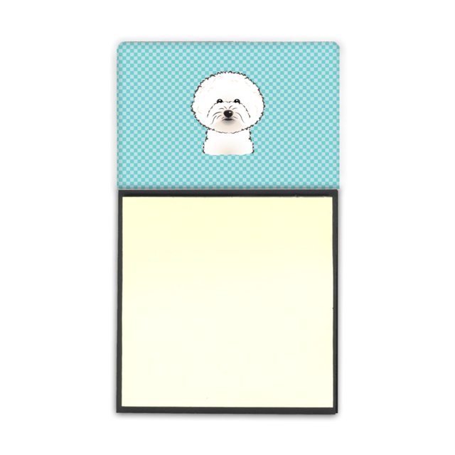 "Caroline's Treasures Tablero de ajedrez azul Bichon Frise Soporte para notas adhesivas recargables o Dispensador de notas post-impresión, 3.25 por 5.5", Multicolor " Caroline's Treasures BB1155SN