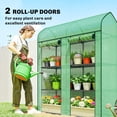 thumbnail image 6 of Outsunny 3-Tier Mini Greenhouse, Portable Small Plant Shelving Unit with UV-Resistant PE Cover & 2 Roll-Up Doors, 56.3" x 18.1" x 65" Green, for Patio, Garden & Backyard, 6 of 8