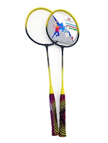 TJ Global Badminton Racquet Set, Pair of 2 Rackets with 3 Shuttlecocks and Carrying Bag Included, for Professional & Beginner Players, Lightweight Carbon Fiber (Green)