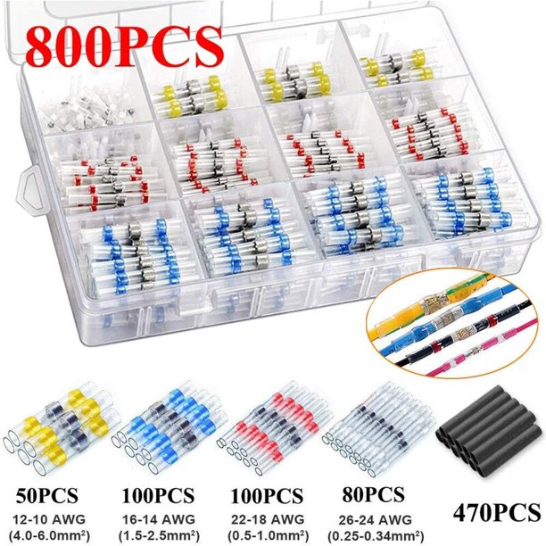 Terminales de crimpado a tope termorretráctil de 500/50 Uds., conectores eléctricos de sello de soldadura a prueba de agua, Kit de empalme de Cable automotriz marino Tan Jianjun unisex