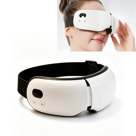 Eye Massager with Heat, Father's Day Birthday Gifts, Massager Relieves, Bluetooth Music, Heated Sleep Mask for Strain Relief, Stye Eye, Improve Sleep (White)