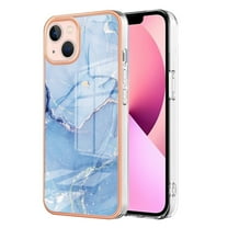 Designed for iPhone 13 Marble Case, Ultra Thin Girls Women Plating Marble Designed Flexible Soft TPU IMD Marble Protective Case Cover for iPhone 13 - Blue