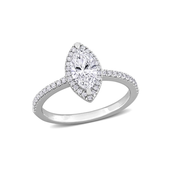 1.50 Carat (Ctw VS1-VS2) Lab-Grown Marquise Diamond Halo Engagement Ring 14K White Gold for Women