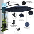 thumbnail image 2 of GIVIMO 10 Feet 360° Rotation Solar Powered LED Patio Offset Umbrella without Weight Base,Navy, 2 of 10