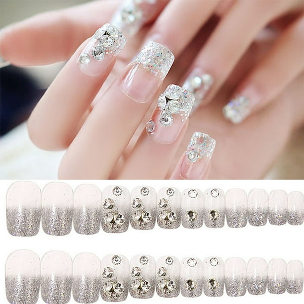 pix Fake Nails At Walmart 24pcs french manicure short medium long full cover false fake nails tips glue
