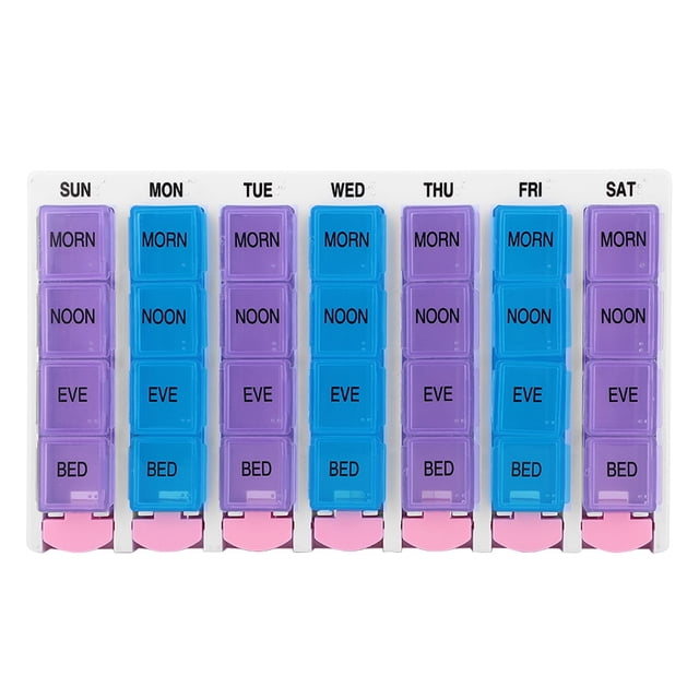 Pastillero, 7 días, 4 veces días, pastillero, organizador de medicamentos, solución innovadora