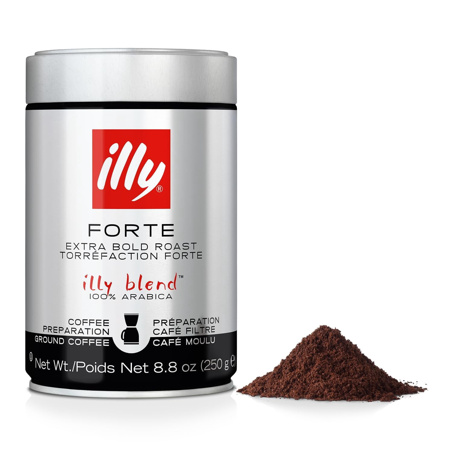 illy Ground Drip Coffee, Forte Extra Bold Roast, 100% Arabica, 8.8 oz, 6 Pack