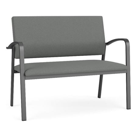 Newport Reception Waiting 2-Seat Loveseat / Charcoal Steel / Light Gray