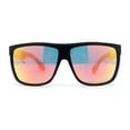 thumbnail image 2 of Eco Friendly Bamboo Wood Arm Large Flat Top Horn Rim Hipster Sunglasses Black - Orange Mirror, 2 of 4