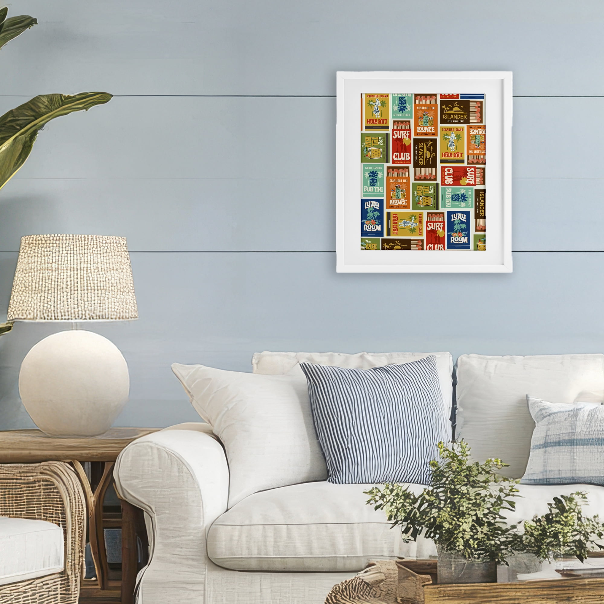 Stupell Industries Vintage Tropical Match Boxes White Framed Print Under Glass, design by Emily Dumas