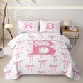 thumbnail image 2 of meiyoeat Cute Coquette Bow Quilt Full For Girls,Pink Initial Latter B Full Bedspread Sets For Kids,3 Pieces, 2 of 7