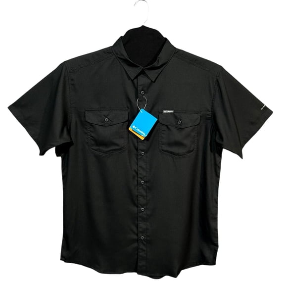 Columbia Men's Utilizer Ii Shirt Solid Black Size XL Short Sleeve Chest Pockets
