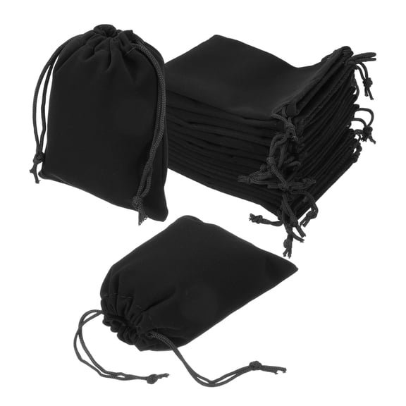 Uxcell 20 Pcs Velvet Drawstring Bag, 4 x 4.7 Inch Jewelry Velvet Pouches Gift Bags for Wedding Party Favor Candy Jewelry Packaging Organizing Storage, Black