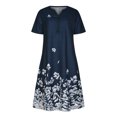 thumbnail image 4 of USSUMA Womens Dresses Vacation, Women's Summer Long Maxi Dress Casual Short Sleeves Floral Print Button Down V Neck Boho Long Dresses Beach Party Shirt Dress, 4 of 8