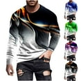 thumbnail image 5 of WREESH Mens Slim Fit Soft T Shirt Long Sleeve Crew Neck Pullover Color Block Print Undershirt Classic Casual Slim Tees Purple, 5 of 5