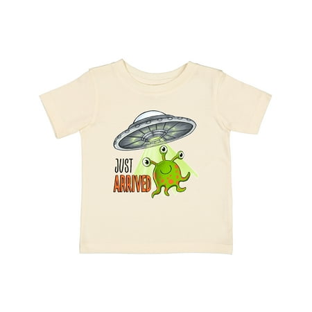 

Inktastic Just Arrived- Cute Green Alien UFO Newborn Baby Gift Baby Boy or Baby Girl T-Shirt