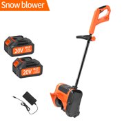 600W Snow Blowers with Auxiliary Handle 20V Cordless Handheld Snow Shovel Snow Plow Pushers 2 Battery with Charger Adjustable Length