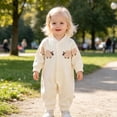 thumbnail image 2 of 9-12 Months Infant Jumpsuit Girls' Clothing With Fitting And Comfortable Cartoon Printed Climbing Suit Newborn Fall Winter Gift Clothes,Beige Jumpsuit Sleep & Play One-Piece Bodysuit, 2 of 9