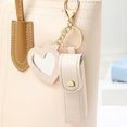 thumbnail image 4 of 2 Piezas Cuero Chapstick Suppilón La Llave La Llave Del Espejo Del Corazón Cadena Llave para La (beige), 4 of 7