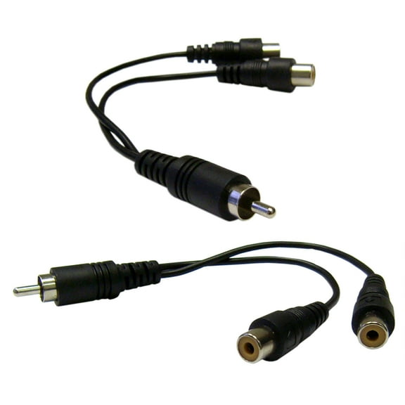 Cable Wholesale 30R1-03360 6 in. RCA Splitter & Adapter, RCA Male to Dual RCA Female