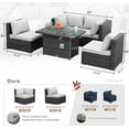 thumbnail image 3 of RADIATA 5 Pcs High Back Extra Large Size PE Rattan Outdoor Patio Furniture with Propane Fire Pit Table Color Light Gray, 3 of 12