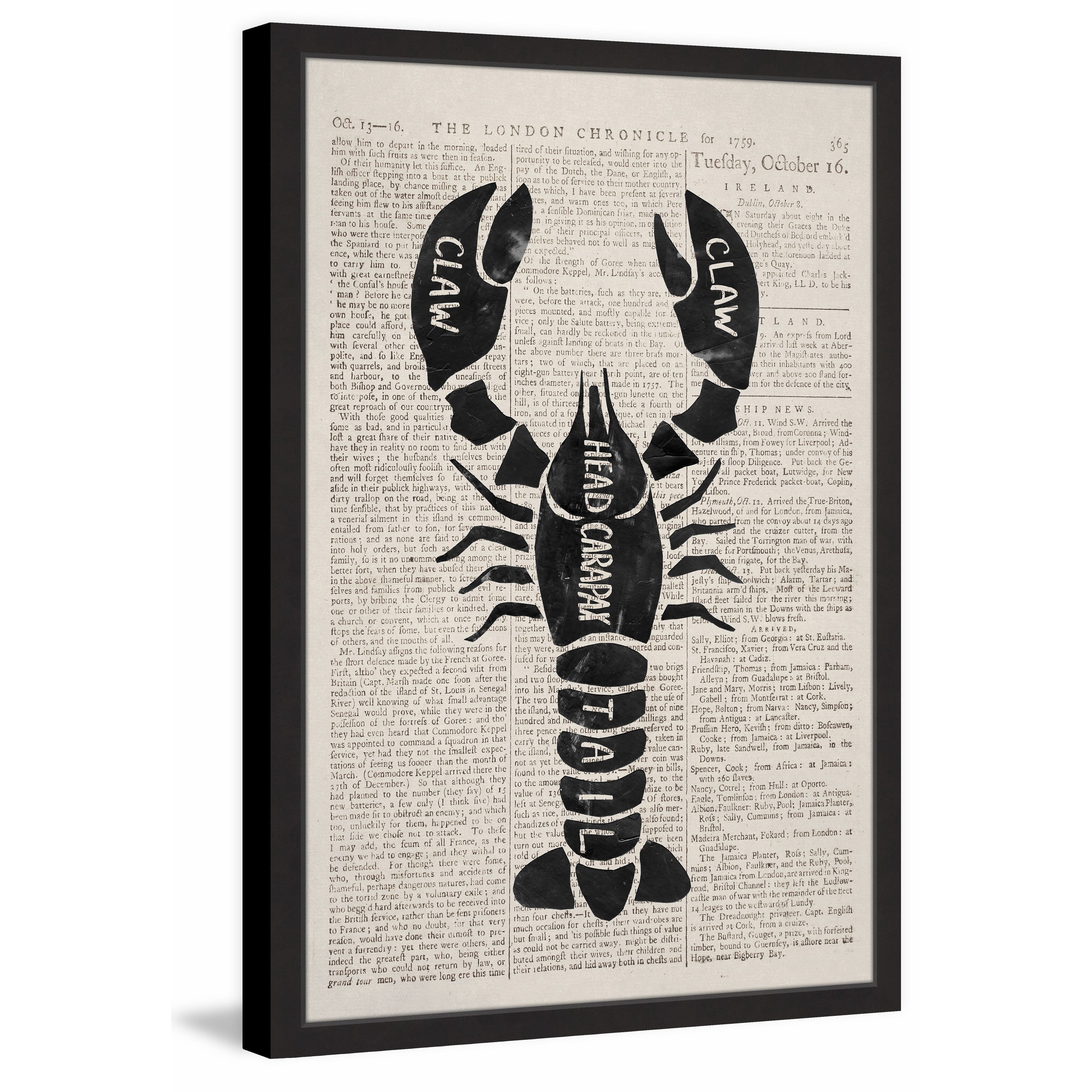 "Lobster Contour" Framed Painting Print