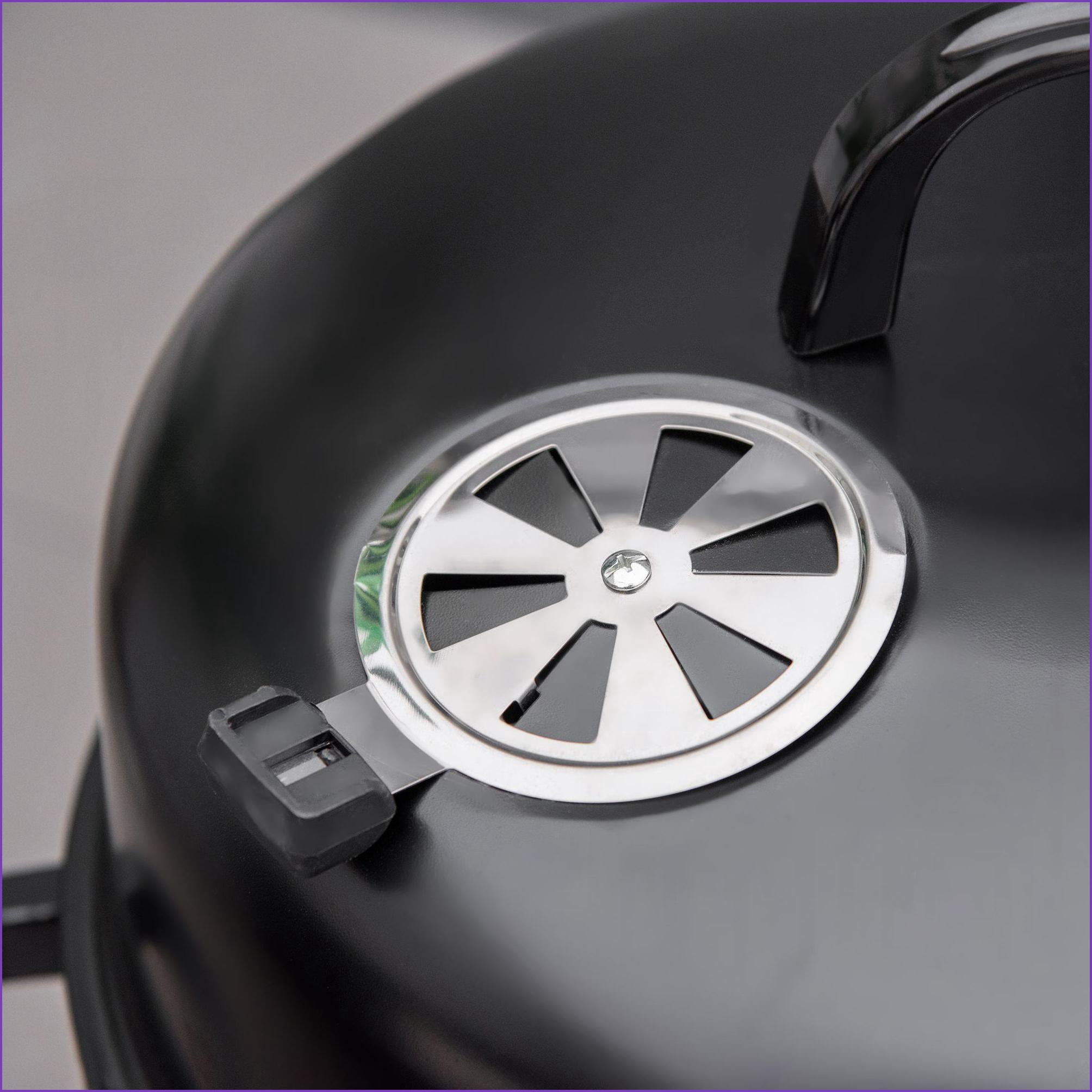 Charcoal BBQ Smoker, 3-in-1 16” Round Vertical Grill with Dual Cooking Areas & Thermometer for Outdoor Camping Backyard | Black | Metal