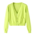 thumbnail image 4 of Gyexs Womens 2025 Summer Cropped Cardigan Fashion Knit Long Sleeve V Neck Business Casual Sweater (Light Green, Size XL), 4 of 6