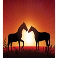 thumbnail image 3 of Rural Duvet Cover Set, Horse Silhouettes on Meadow Sunset Illustration, Decorative 2 Piece Bedding Set with 1 Pillow Shams, Twin Size, Vermilion Seal Brown, by Ambesonne, 3 of 3