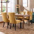 thumbnail image 2 of Velvet Tufted Dining Chair/Kitchen & Dining Room Chairs, High-End Upholstered Dining Chairs with Rubber Wood Legs and Nailhead Trim, Dining Chairs Set of 2 (Gold), 2 of 12