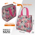 thumbnail image 3 of Pioneer Flower Floral Print Pattern Insulated Lunch Bag for Women & Adults,Large Portable Soft Cooler Lunch Bag,Thermal Food Storage Tote with Pearl Cotton,8.66L,8.75x5.75x9.5 Inch, 3 of 6