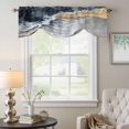 thumbnail image 6 of Blue Gold Tie Up Valances Curtain, Adjustable Kitchen Ombre Sea Wave Beach Abstract Ocean Scenery Valances for Windows Decor, Rod Pocket Short Curtains Set for Bedroom/Bathroom, 60"x18", 6 of 9