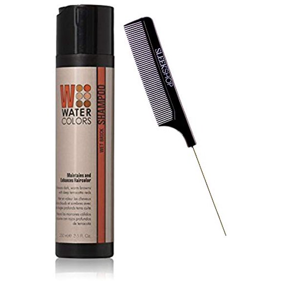 Watercolors by Tressa Color Depositing Sulfate-Free Shampoo, Haircolor (w/Sleek Comb) Water Colors Hair Dye Maintenance Wash (Wet Brick - 8.5 oz) (PACK OF 3)