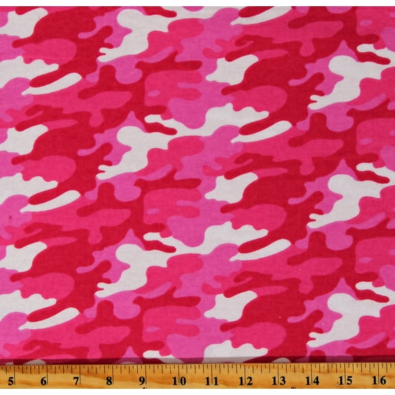 Flannel Pink Camouflage Camo Cotton Flannel Fabric Print by the Yard (64434)