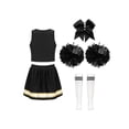 thumbnail image 2 of YiZYiF Ensemble de Tenue de Cheerleading pour Filles 5 Pcs Uniforme de Cheerleading Scolaire Robe de Danse Musicale Fête Blanc&Noir 8, 2 of 5
