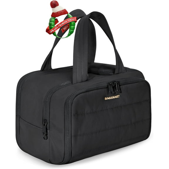 Travel Toiletry Bag, Lightweight Large Wide-open Travel Bag for Women, Puffy Cosmetic Makeup Bag Organizer with Handle for Accessories,Essentials, Toiletries, Dark Pink