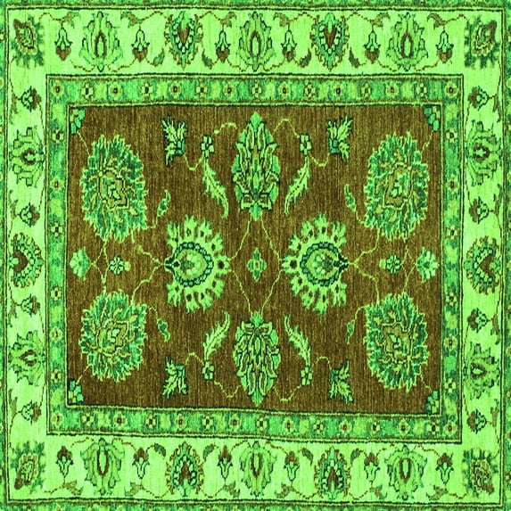 Ahgly Company Indoor Square Oriental Green Traditional Area Rugs, 5' Square