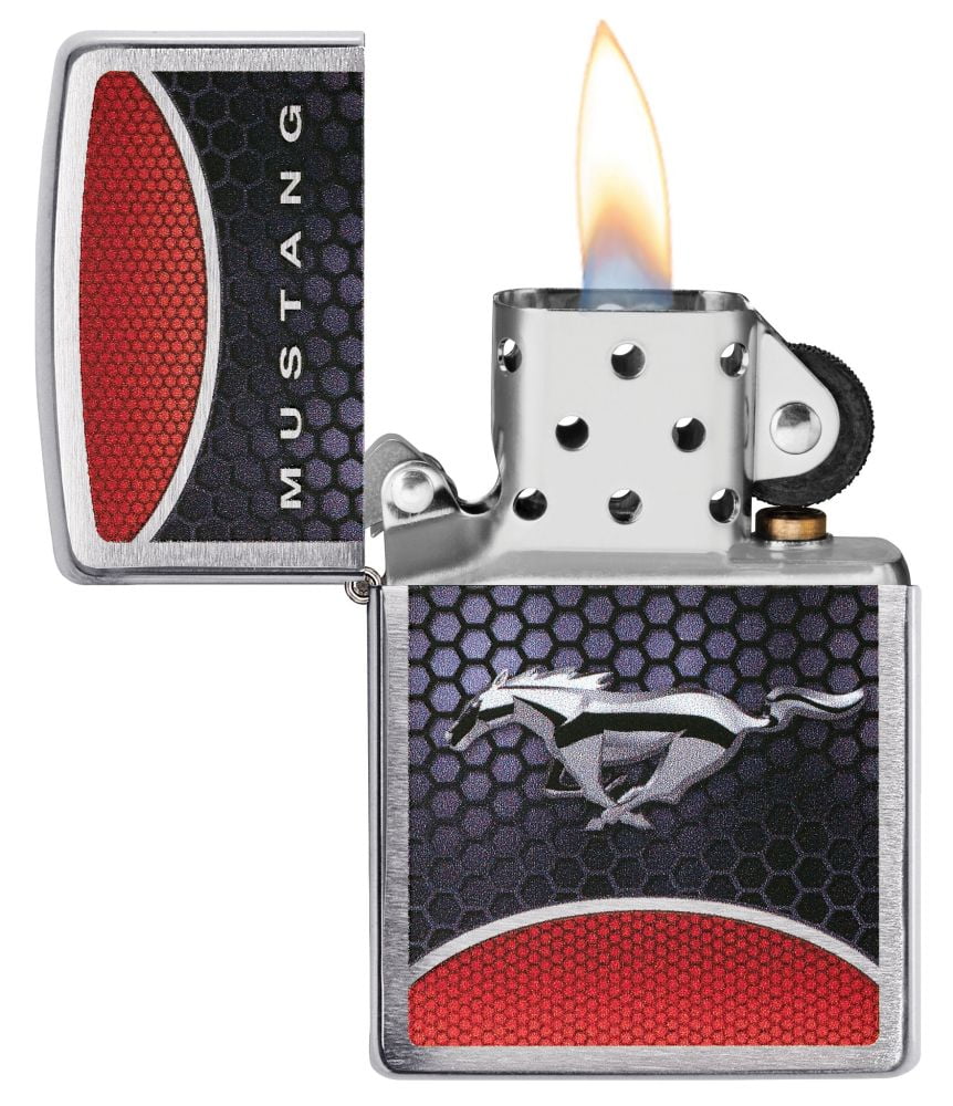 Zippo Ford Mustang Design Brushed Chrome Pocket Lighter