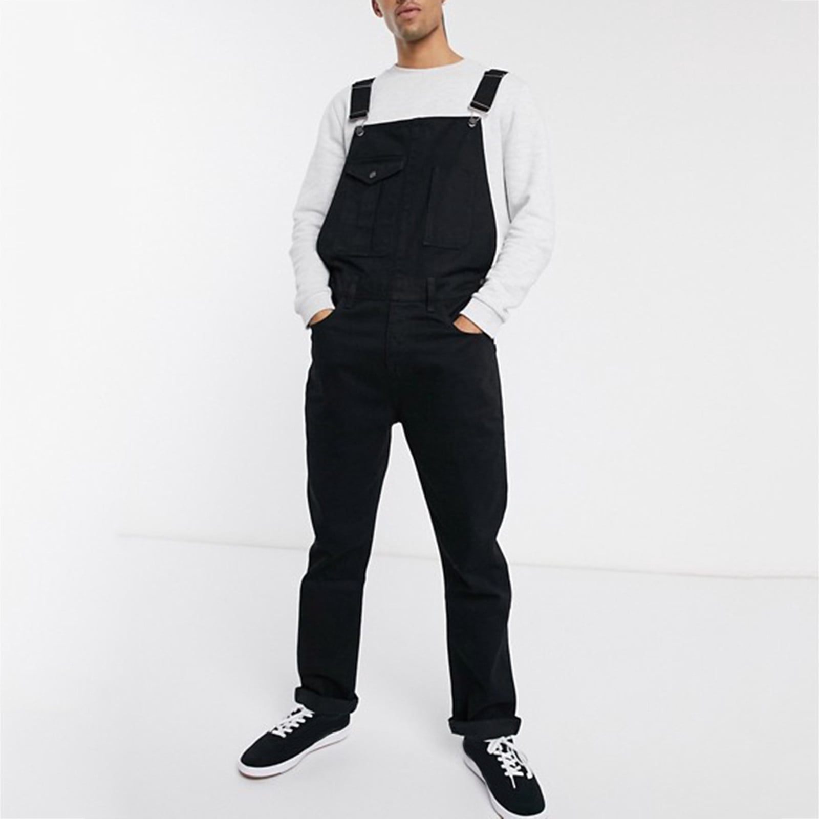 Casual Solid Tight Denim Overalls 