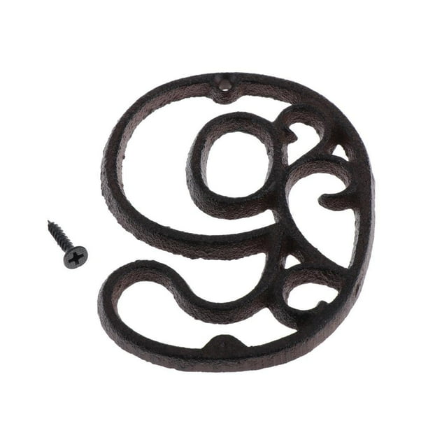 Números de hierro fundido Dirección de la calle Casa del 0 al 9 Figura Artesanía Rústica - número 9