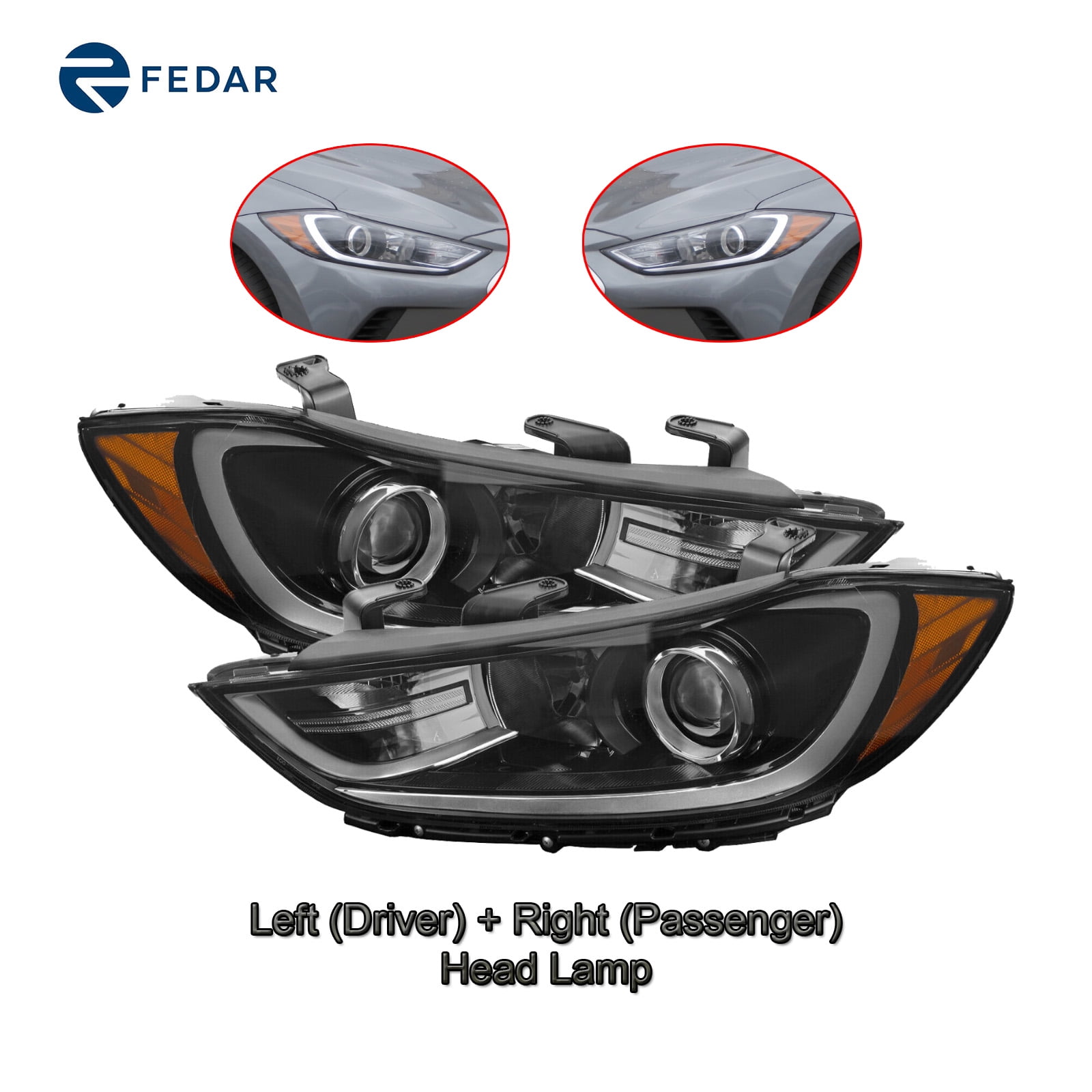 w/DRL Left Side for 2017-2018 Hyundai Elantra USA Built Headlight Assembly