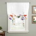 thumbnail image 2 of Rustic Wildflower Tie Up Curtain 63 Inches Long, Floral Watercolor Spring Flower Leaves Balloon Style Kitchen Window Curtain Over Sink, Small Window Rod Pocket Curtain 42"x63", 2 of 9