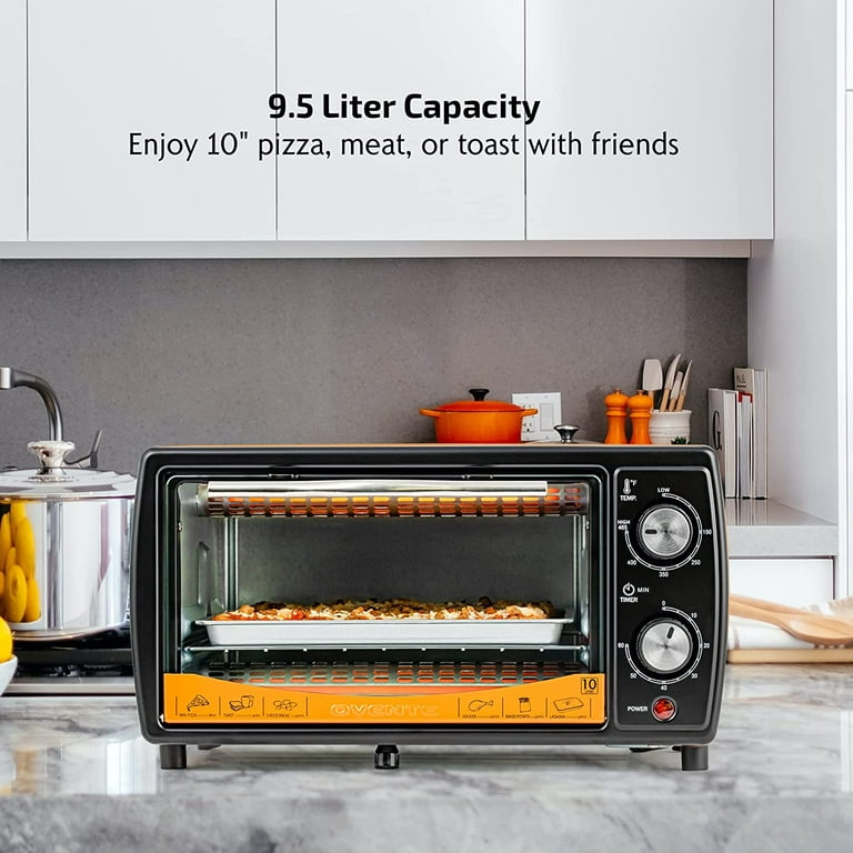 Ovente 4 Slice Countertop Toaster Oven, 700W Stainless Steel Body,  60-Minute Timer and LED Indicator Lights, Portable with Cool Touch Handle  and Easy to Clean Baking Pan & Crumb Tray, Copper TO6895CO 