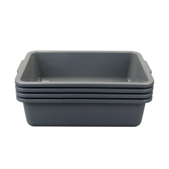 Callyne 4-Pack 32 L Plastic Commercial Bus Box, Large Bus Tubs, Gray
