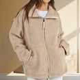 thumbnail image 2 of Vinsonshop Sherpa Jacket Women Outerwear for Women Teddy Jacket Women Fuzzy Coats for Women Fleece Jacket Women Full Zip Fleece Coats for Women Winter Clothes for Women Khaki L, 2 of 9