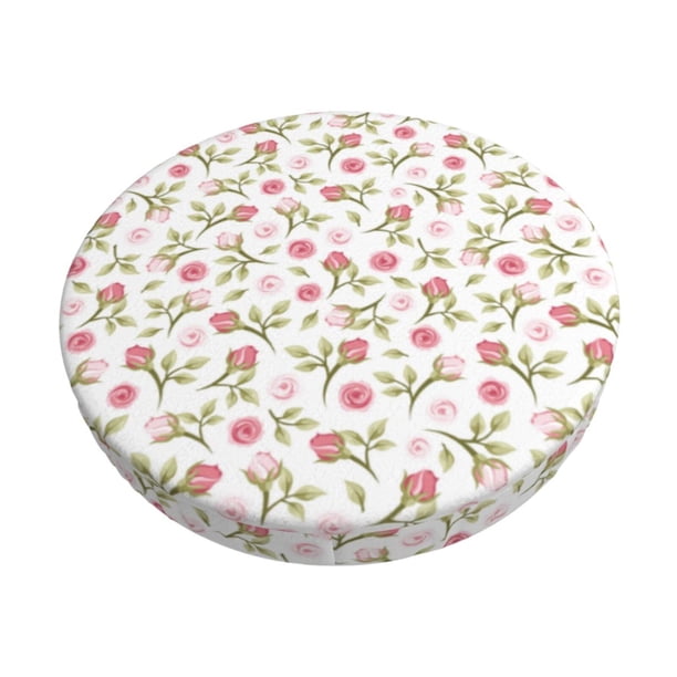 Disketp Rose Flowers Funda Redonda para Taburete, Funda de Cojín para Silla de Bar Suave y Elástica-13 inch