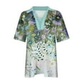 thumbnail image 5 of Tops Cortos para las Mujeres Blusas Impresas Manga Corta Turndown Collar Camiseta, Tops de Blusa para las Mujeres Casual, 5 of 5