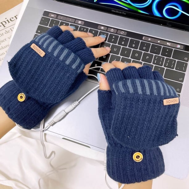 onlyliua ¡ Ofertas de Liquidación de Hoy Prime! Guantes Calefactables Usb, Manoplas Calefactables de Invierno, Guantes Calefactables de Media Mano con Lados Cálidos, Guantes Calefactables Usb para Es
