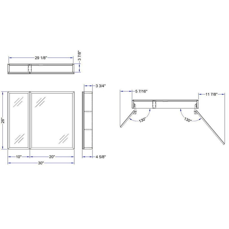 Taimei DIY Wall Frameless Mirror Medicine Cabinet 16 Wx20 Hx4.5/8” D  (MMC1620-SA) with Beveled edges, Color Satin, Bathroom Mirror Cabinet with