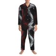 thumbnail image 3 of Balery Cool Black And White Dragon Pijama para Hombre de Dos Piezas con Manga Larga, Conjunto de Dormir y Descanso Suave con Bolsillos-Small, 3 of 7
